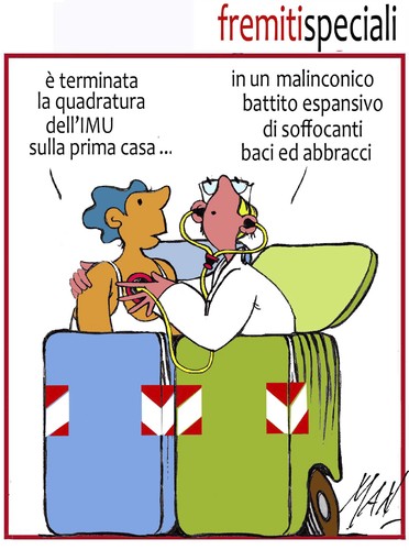 Cartoon: IMU prima casa (medium) by Enzo Maneglia Man tagged imu,fighillearte,man,maneglia,cassonettari