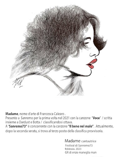 Cartoon: Madama cantautrice (medium) by Enzo Maneglia Man tagged caricatura,ritratto,madame,cantautrice