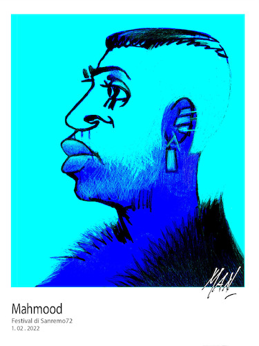 Cartoon: Mahmood (medium) by Enzo Maneglia Man tagged mahmood,caricatura,ritratto,cantautore,paroliere,italiano,sanremo,2022,primo,classificato,canzonebrividi,blanco