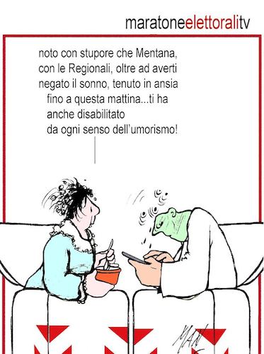 Cartoon: maratone Mentana TV (medium) by Enzo Maneglia Man tagged vignette,umorismo,grafici,spilli,elezioni,regionali,emilia,romagna,politica,da,fighillearte,piccolomuseo,di,fighille,maneglia,man