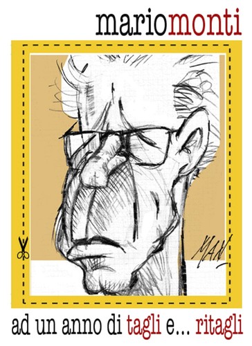 Cartoon: mario monti ad un anno (medium) by Enzo Maneglia Man tagged supermario,tagliritagli,monti,mario,caricatura