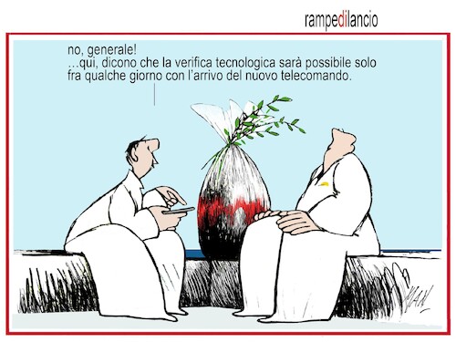 Cartoon: rampe di lancio (medium) by Enzo Maneglia Man tagged vignette,umorismo,grafico,pasqua,guerra,fighillearte,piccolomuseo,fighille