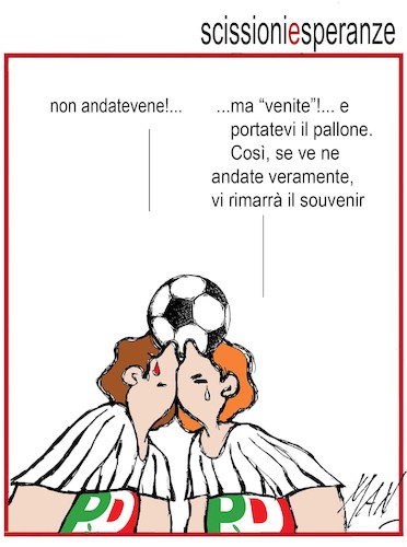 Cartoon: scissione PD (medium) by Enzo Maneglia Man tagged cassonettari,politica,vignetta,umorismo,man,fighillearte