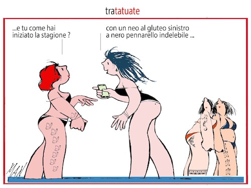 Cartoon: tra tatuate (medium) by Enzo Maneglia Man tagged vignette,mare,umorismo,grafico,illustrazioni,fighillearte,piccolomuseo,fighille,ita,by,maneglia,man