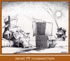 Cartoon: TV luna satellitale (small) by Enzo Maneglia Man tagged cassonettaro