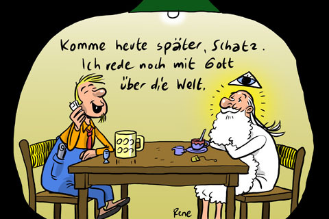 Cartoon: Gott spricht (medium) by rene tagged gott,welt,kneipe,gespräch,restaurant,bier
