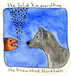 Cartoon: She told him everything .... (small) by mhoogebo tagged dog,fish,animals,watercolour,absurdism