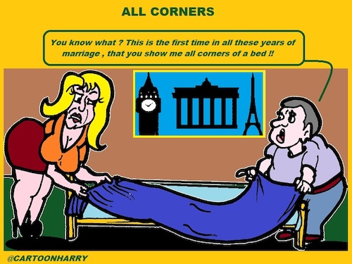Cartoon: All Corners (medium) by cartoonharry tagged all,four,corners,bed,man,wife