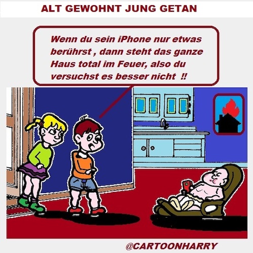 Cartoon: Alt Gewohnt (medium) by cartoonharry tagged alt,jung,baby,kinder