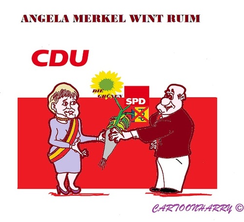 Cartoon: Angela Merkel (medium) by cartoonharry tagged duitsland,cdu,merkel,winst