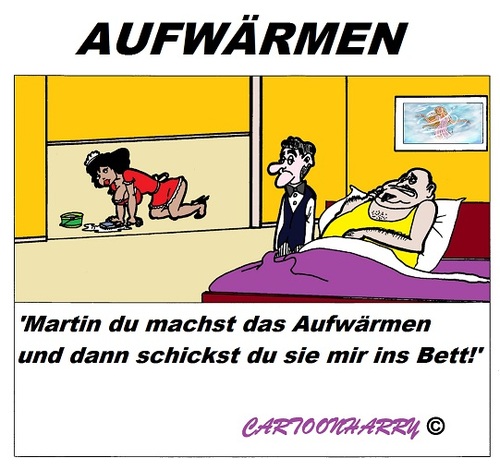 Cartoon: Aufwärmen (medium) by cartoonharry tagged aufwärmen,bett,herr,butler,mädchen,nachher,cartoon,cartoonist,cartoonharry,dutch,deutsch,toonpool
