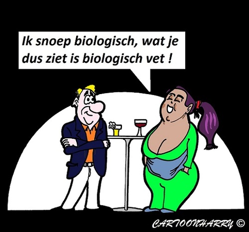 Cartoon: Biologisch (medium) by cartoonharry tagged biologisch,bio,vrouw,dik,cartoon,cartoonist,cartoonharry,dutch,toonpool