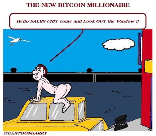 Cartoon: Bitcoin Millionaire (medium) by cartoonharry tagged bitcoin,cartoonharry