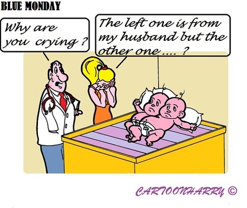 Cartoon: Blue Monday (medium) by cartoonharry tagged bluemonday,tomorrow,twins