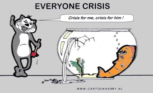 Cartoon: Crisis (medium) by cartoonharry tagged crisis,cat,goldfish