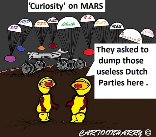 Cartoon: Curiosity (medium) by cartoonharry tagged parties,space,curosity,dutch,mars,cartoon,cartoonist,cartoonharry,toonpool