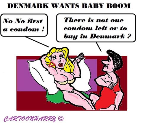 Cartoon: Denmark (medium) by cartoonharry tagged denmark,babys,wanted,babyboom,condoms