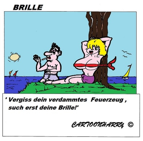 Cartoon: Die Brille (medium) by cartoonharry tagged brille,festgebunden,zigarette,feuerzeug,cartoon,cartoonist,cartoonharry,dutch,toonpool