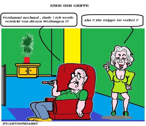 Cartoon: Die Grippe (medium) by cartoonharry tagged grippe,besser,tv