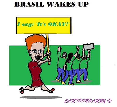 Cartoon: Dilma Rousseff (medium) by cartoonharry tagged brasil,dilmarousseff,protest,students,cartoonharry,toonpool