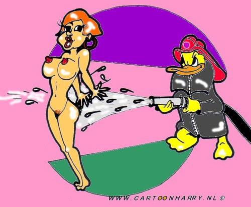 Cartoon: Donald Duck (medium) by cartoonharry tagged donald,duck,naked,girl,sexy,nude,water,cartoonharry
