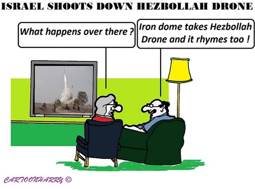Cartoon: Drone and Dome (medium) by cartoonharry tagged drone,irondome,dome,hezbollah,israel,terror,cartoons,cartoonists,cartoonharry,dutch,toonpool