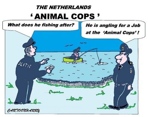 Cartoon: Dutch Animal Cops (medium) by cartoonharry tagged toonpool,dutych,cartoonharry,cartoonist,cartoon,phenomenon,police,fishing,animalcops,holland