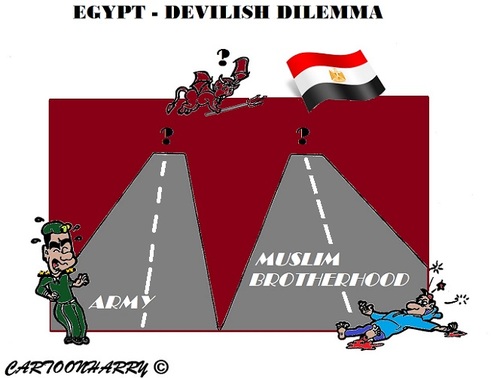 Cartoon: Egypt (medium) by cartoonharry tagged egypt,dilemma,devil,mbh,army,toonpool
