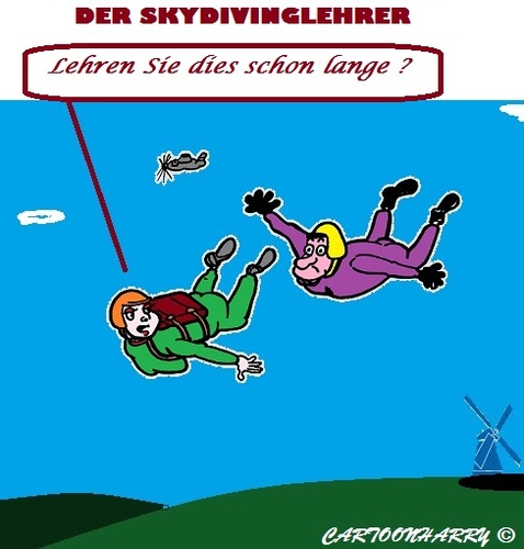 Cartoon: Fallschirmspringen (medium) by cartoonharry tagged skydiving,fallschirmspringen,lehrer