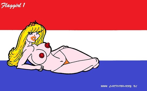Cartoon: Girls and Flags (medium) by cartoonharry tagged nude,naked,flags,girls,cartoonharry,dutch,toonpool