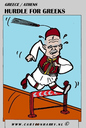 Cartoon: Greece Hurdles (medium) by cartoonharry tagged greece,hurdle,papandreou,cartoon,cartoonist,cartoonharry,dutch,toonpool
