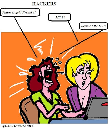 Cartoon: Hackers (medium) by cartoonharry tagged hackers,frau,mann