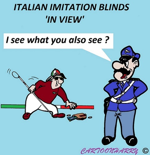 Cartoon: Italian Imitation Blinds (medium) by cartoonharry tagged italian,imitaion,fake,blinds,police,cartoon,toon,toons,cartun,cartoonist,cartoonharry,dutch,toonpool