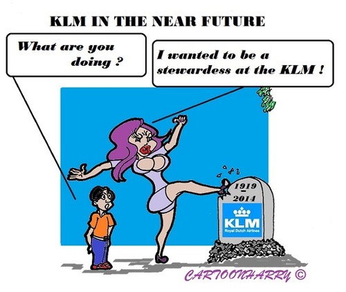 Cartoon: KLM (medium) by cartoonharry tagged airfrance,klm,end,sight,stewardess,death
