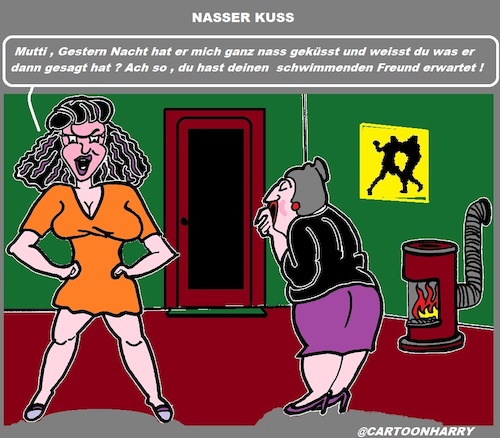 Cartoon: Kuss (medium) by cartoonharry tagged nass,kuss