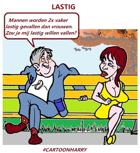 Cartoon: Lastig Vallen (medium) by cartoonharry tagged lastigvallen,mannen,cartoonharry