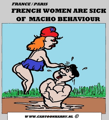 Cartoon: Macho-sickness (medium) by cartoonharry tagged sick,tired,macho,france,french,paris,cartoon,cartoonist,cartoonharry,dutch,toonpool