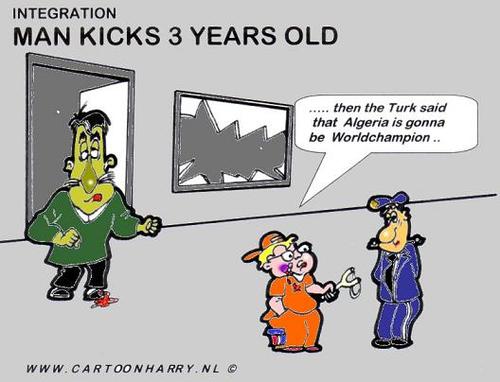 Cartoon: Man Kicks 3Years Old (medium) by cartoonharry tagged kick,3years,window,boy,cartoonharry