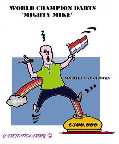 Cartoon: Michael van Gerwen (medium) by cartoonharry tagged vangerwen,mightymike,darts,worldchampion