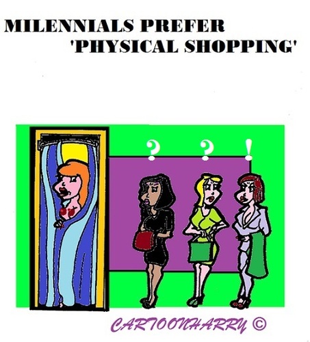 Cartoon: Milennials (medium) by cartoonharry tagged milennials,shopping,prefer,physical