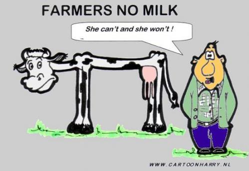 Cartoon: No Milk Today and Tomorrow (medium) by cartoonharry tagged milk,cow,farmer