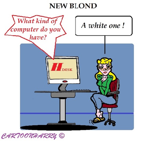 Cartoon: Not a Bond Girl (medium) by cartoonharry tagged girl,bond,blond,computer,helpdesk