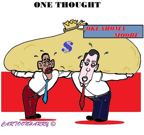 Cartoon: Oklahoma (medium) by cartoonharry tagged usa,oklahoma,moore,money,obama,boehner,agree,cartoons,cartoonists,cartoonharry,dutch,toonpool