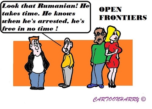 Cartoon: Open Frontiers (medium) by cartoonharry tagged open,frontiers,rumanian,bulgarian,holland,consequences,toonpool
