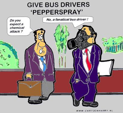 Cartoon: Pepperspray for Busdrivers (medium) by cartoonharry tagged bus,pepperspray,safety