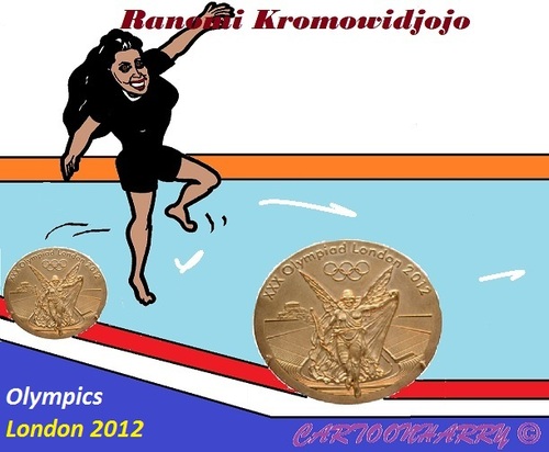 Cartoon: Ranomi Kromowidjojo (medium) by cartoonharry tagged ranomi,kromowidjojo,swim,gold,london,cartoon,cartoonist,cartoonharry,dutch,toonpool