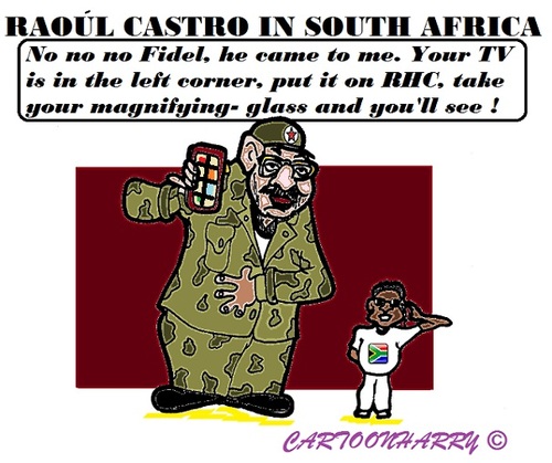 Cartoon: Raoul Castro (medium) by cartoonharry tagged castro,raoul,fidel,obama,southafrica
