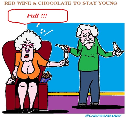 Cartoon: Red Wein and (medium) by cartoonharry tagged red,wine,chocolate