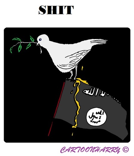 Cartoon: Shit on ISIS (medium) by cartoonharry tagged dove,iraq,syria,shit,flag