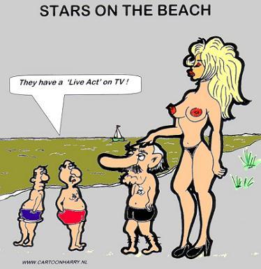 Cartoon: Stars on the Beach (medium) by cartoonharry tagged beach,girl,act,naked,special,live